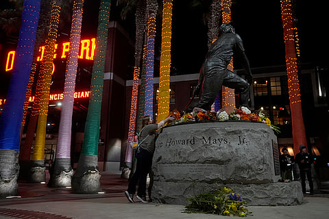 Statue of Hall of Fame baseball player Willie Mays